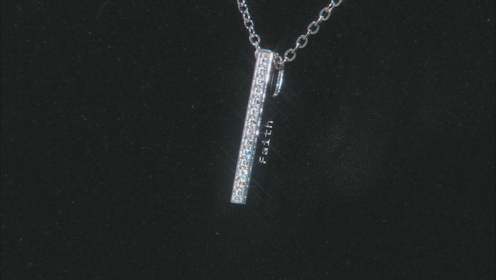 White Cubic Zirconia Rhodium Over Sterling Silver "Faith" Pendant With Chain 0.13ctw Video Thumbnail